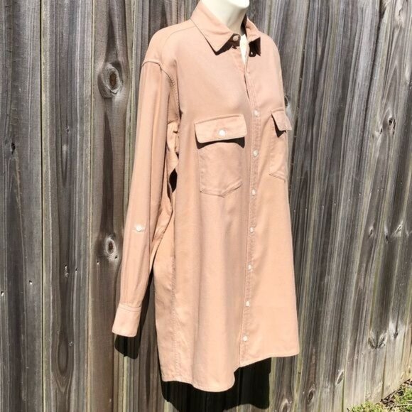 Emily Phillips 6 Shirtdress Tan Top Dress Small Button Down Up Long Sleeve Mini - Picture 8 of 12